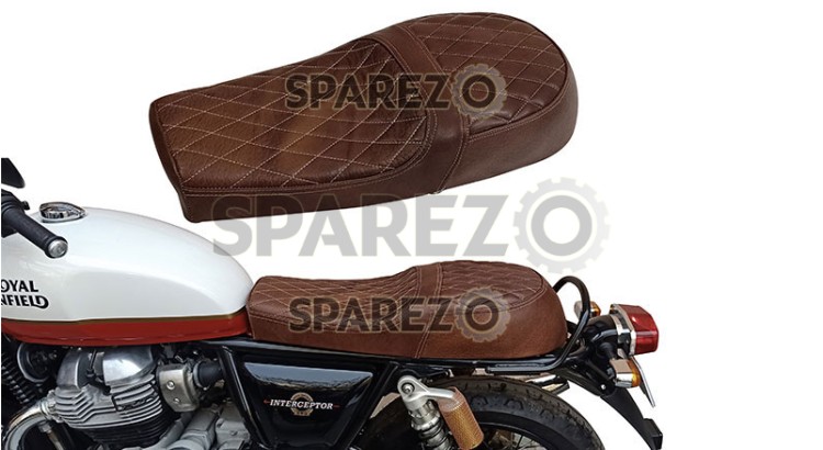 Royal Enfield GT Continental and Interceptor 650 Diamond Design Dual Leather Seat Brown - SPAREZO